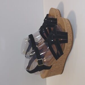 UGG UMA Black Wedge Sandals Size 9.5